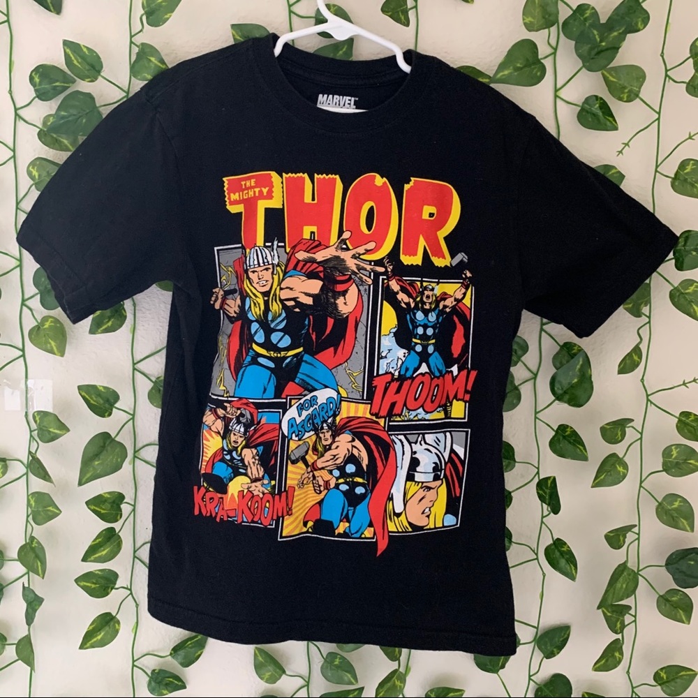 4/20 Kids black marvel Thor short sleeve shirt